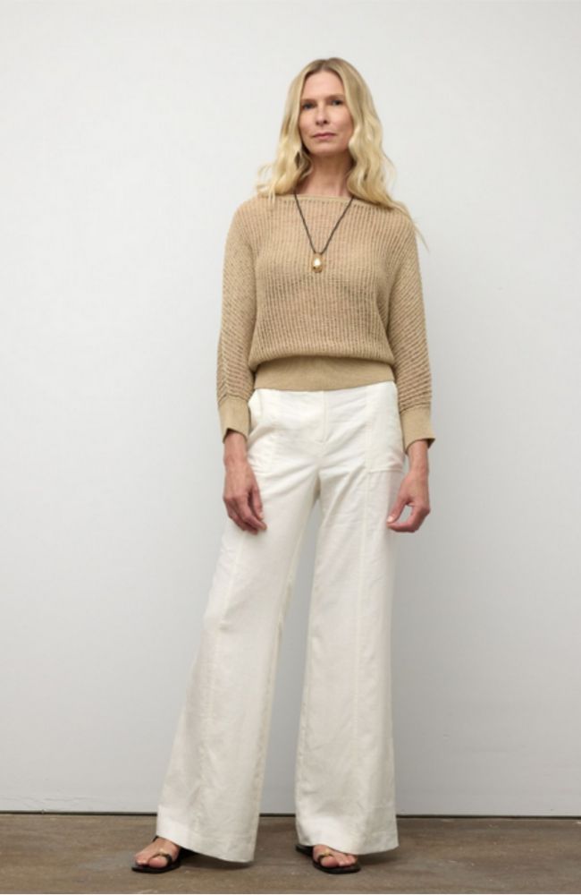 Boat Neck Crochet Sweater