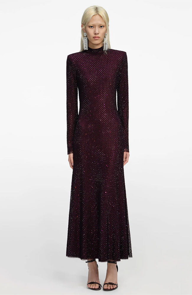 Rhinestone Fishnet Midi Dress