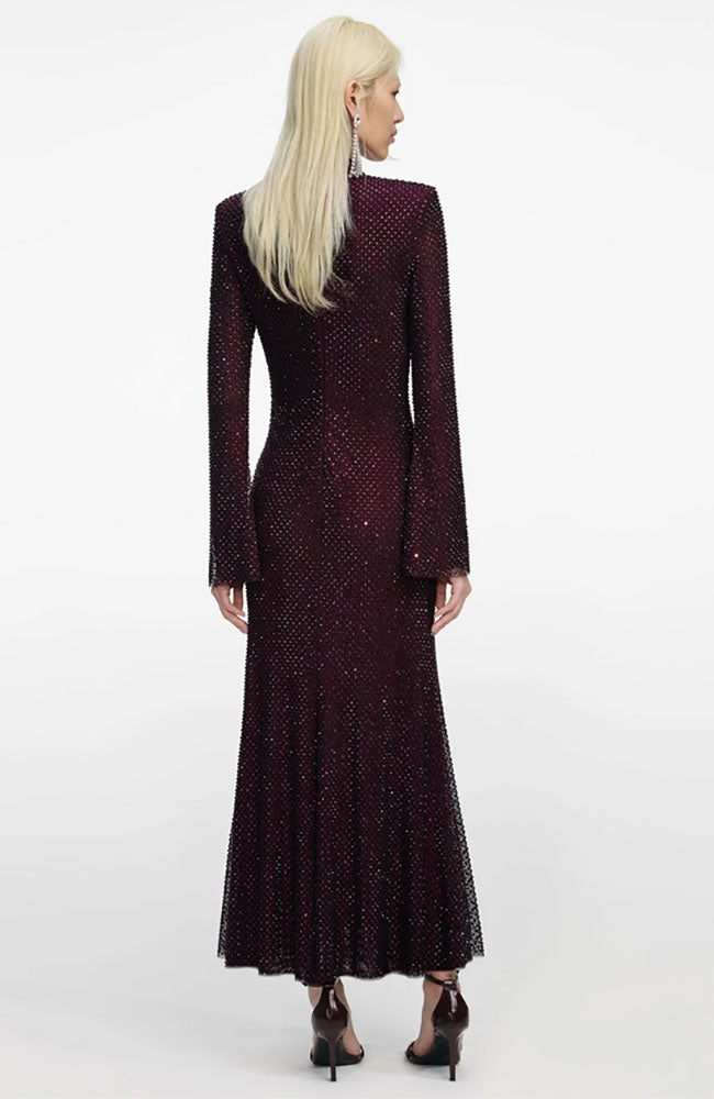 Rhinestone Fishnet Midi Dress