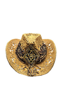 Leopard Ribbon Tassel Cowboy Hat
