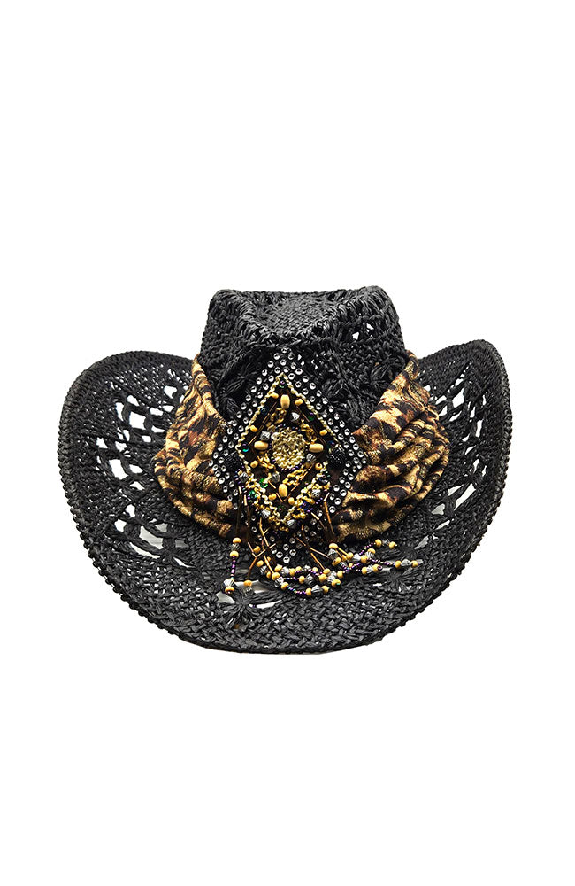 Leopard Ribbon Tassel Cowboy Hat