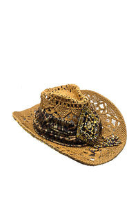 Leopard Ribbon Tassel Cowboy Hat