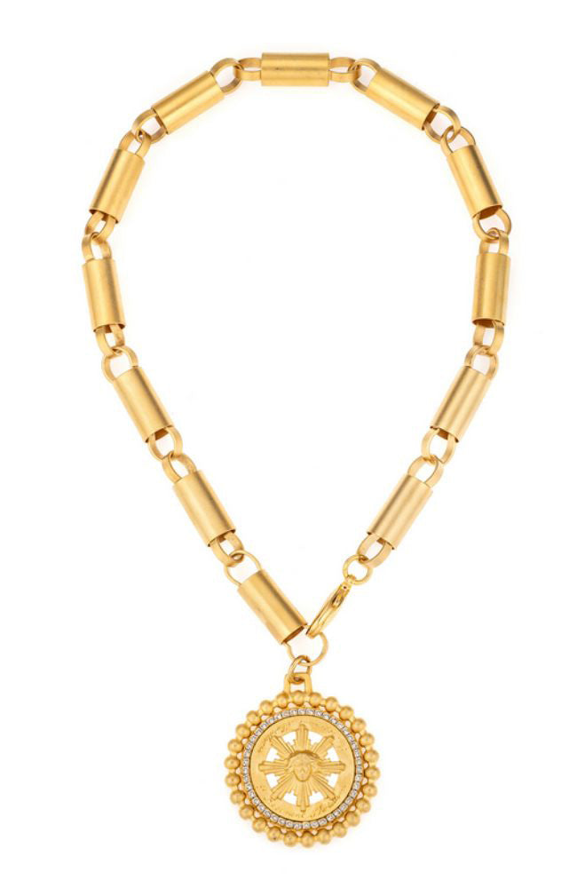 18" Nice Chain Sun King Medallion