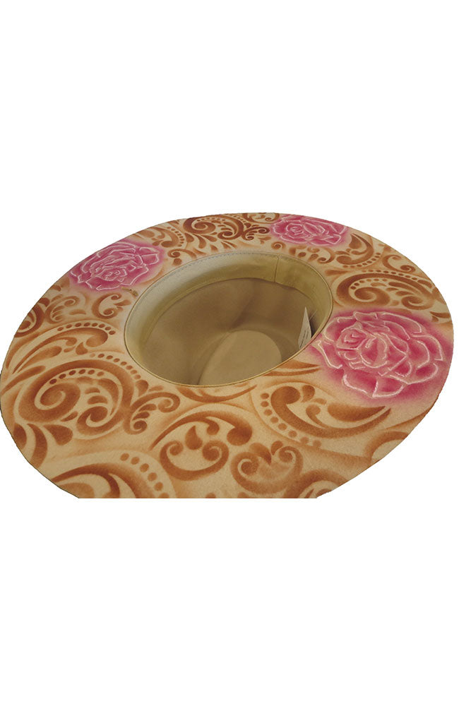 Floral Brim Taupe Hat