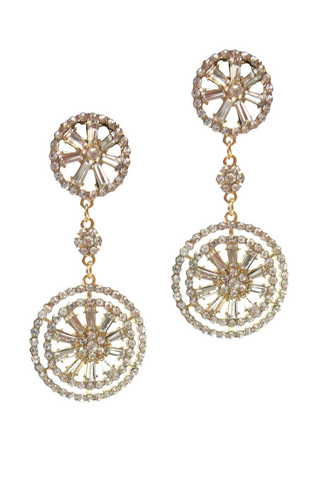 CZ Gold Linked Round Earrings
