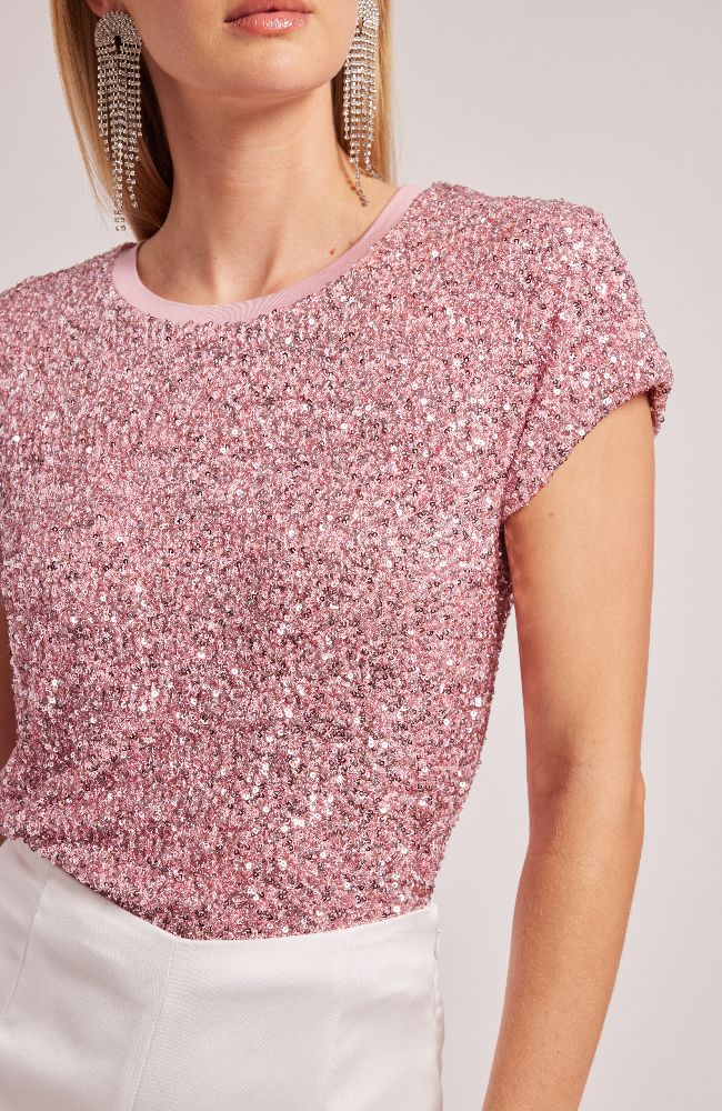 Kai Sequin Top in Light Pink