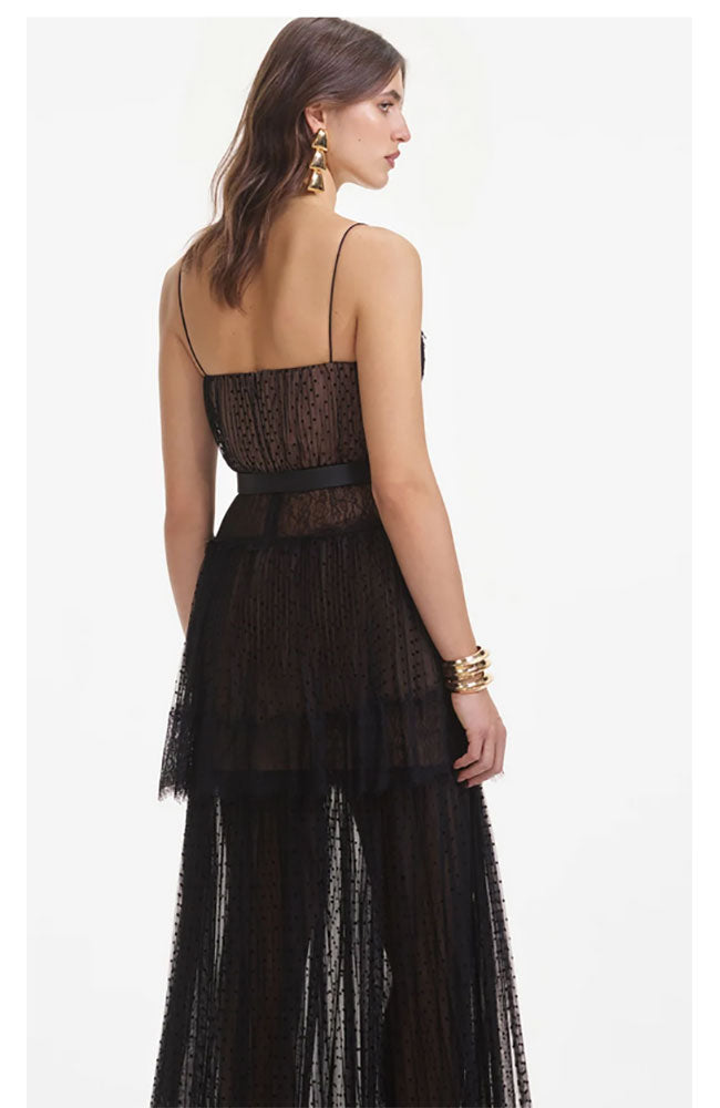 Dot Mesh Tiered Maxi Dress shoprodeodrive Dot Mesh Tiered Maxi Dress shoprodeodrive