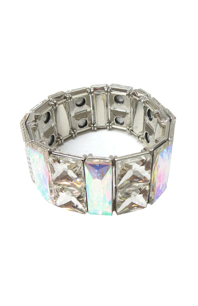 AB Silver Princess Cut Bar Bracelet