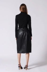 Leather Trimmed High Neck Top