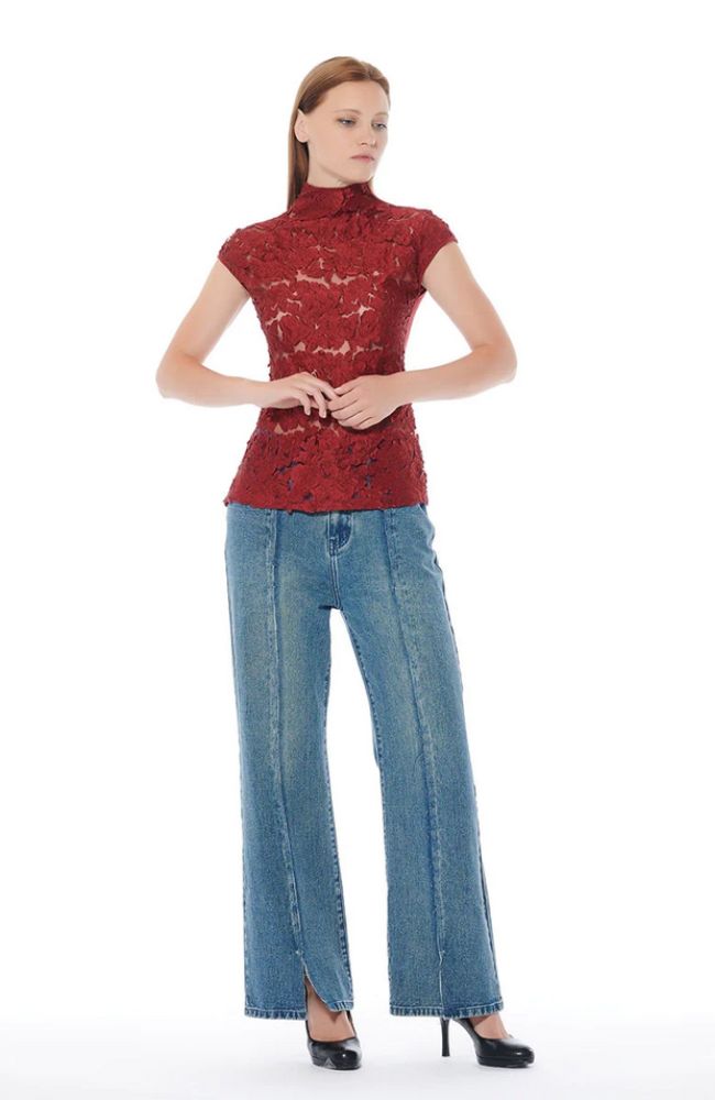 Floral Applique Lace Top