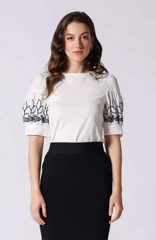 Puff Sleeve Detailed Crew Top