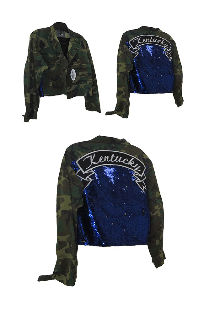 Crop Green Camo LS Cats Jacket