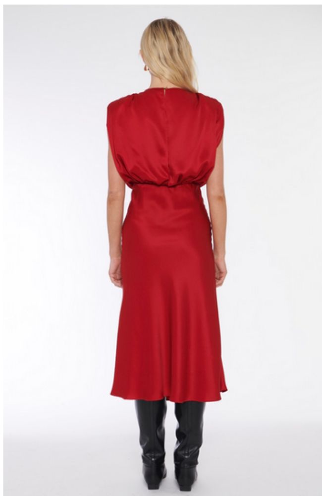 Flora Blouson Silky Satin Dress