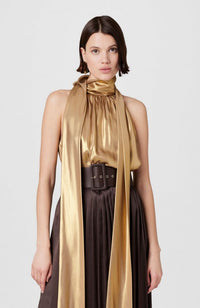 Hattie Tie Neck Top in Gold