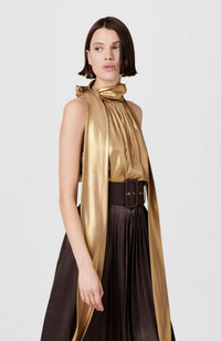 Hattie Tie Neck Top in Gold