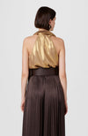 Hattie Tie Neck Top in Gold
