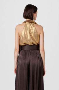 Hattie Tie Neck Top in Gold