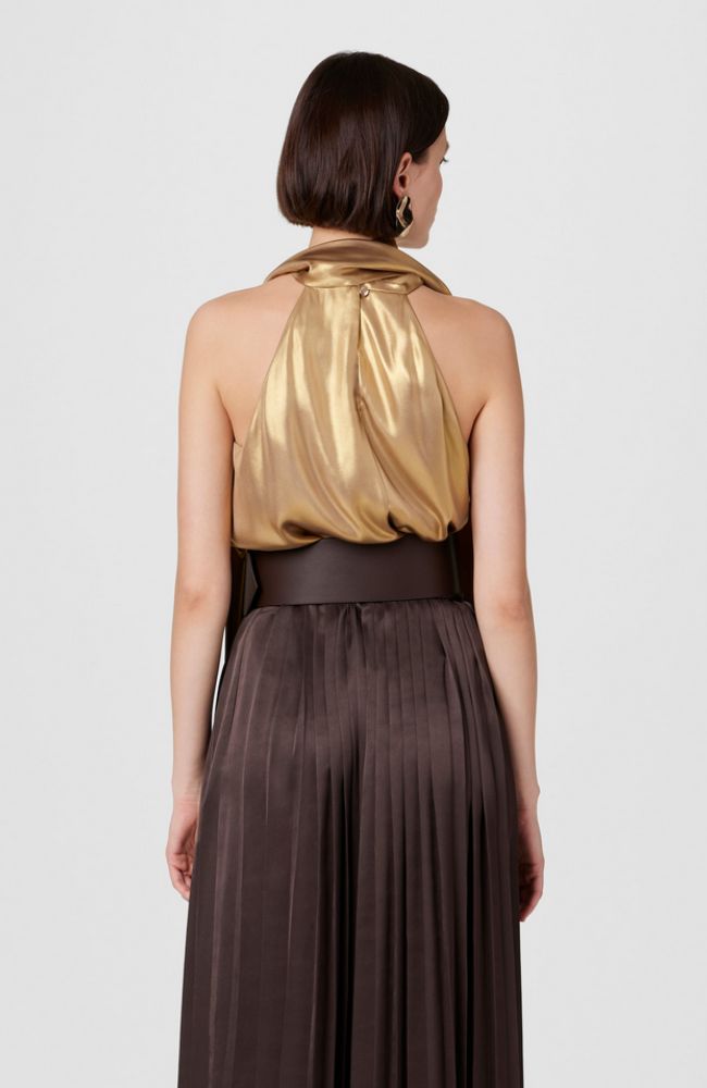 Hattie Tie Neck Top in Gold
