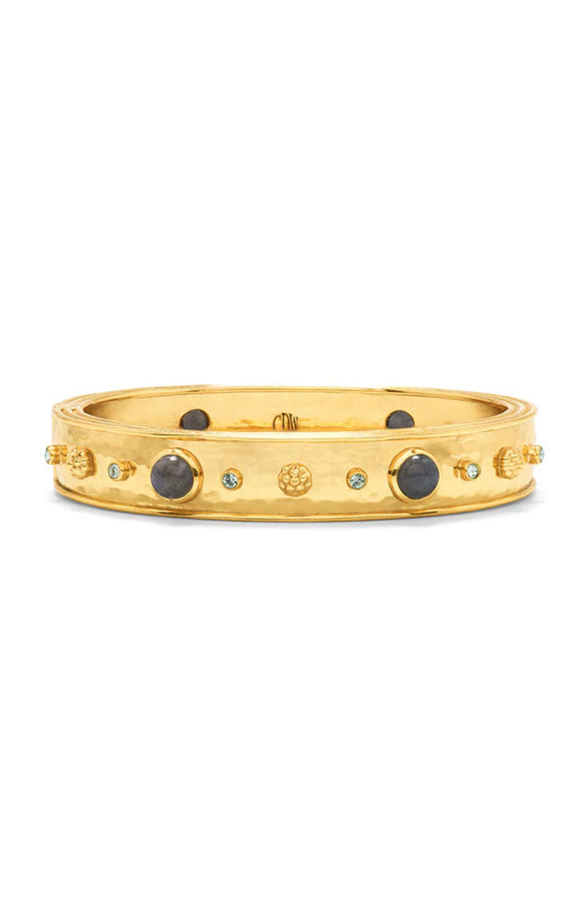 Cleopatra Hinged Bangle Gold Blue Labradorite