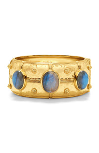 Cleopatra Grande Hinged Bangle Gold Blue Labradorite