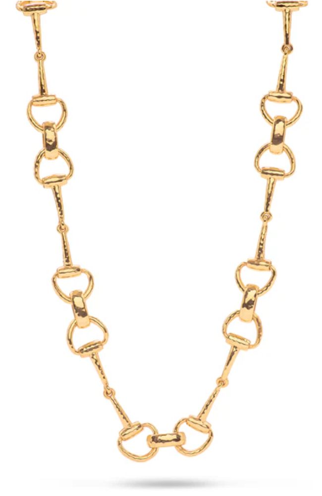 Equestrian Snaffle Bit Necklace 20" Gold