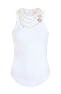 Pearl Chain Emb Lizzie Tank
