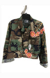 Dusty Rose Jacket, Crop, Green Camo, Appliques