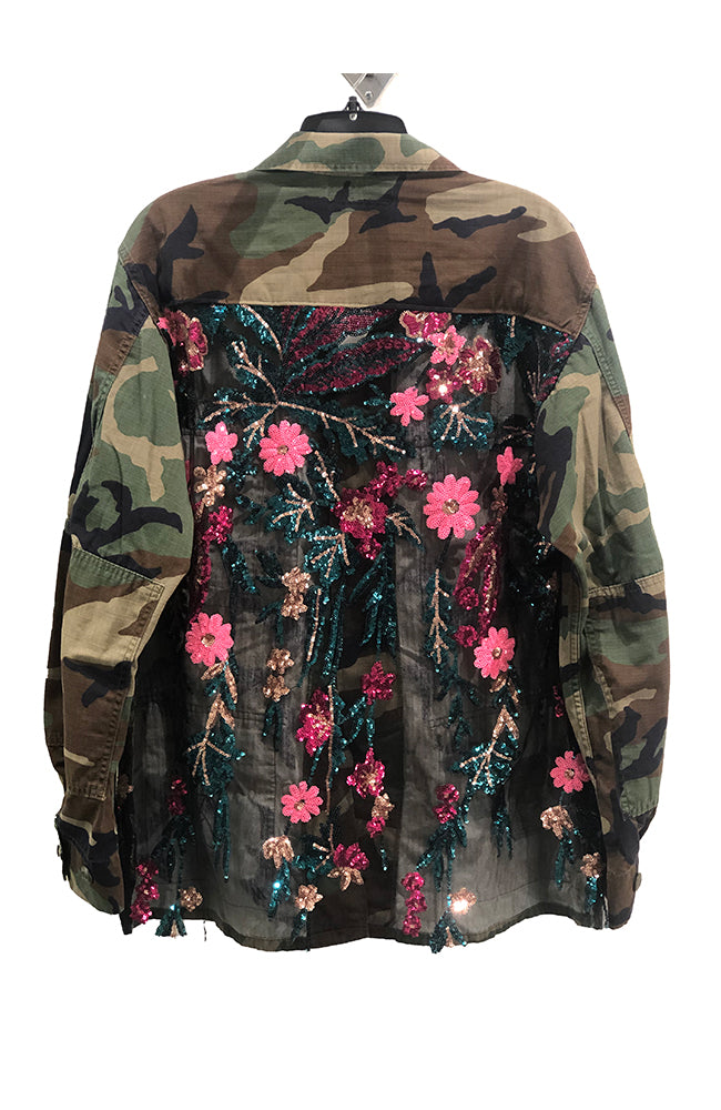 Camo Long Jacket Spring Floral Pink