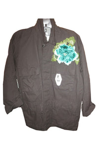 Long Black Linen Applique