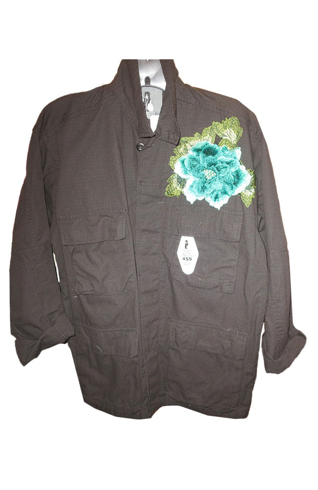 Long Black Linen Applique