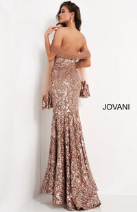 Strapless Sequin Dress with Shawl