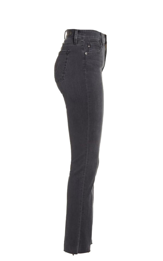 Mari High Rise Straight Slim Raw Hem in Pressure