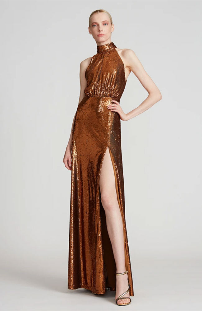Brinley Sequin Halter Gown