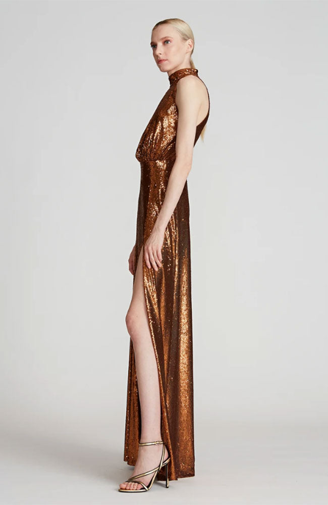 Brinley Sequin Halter Gown