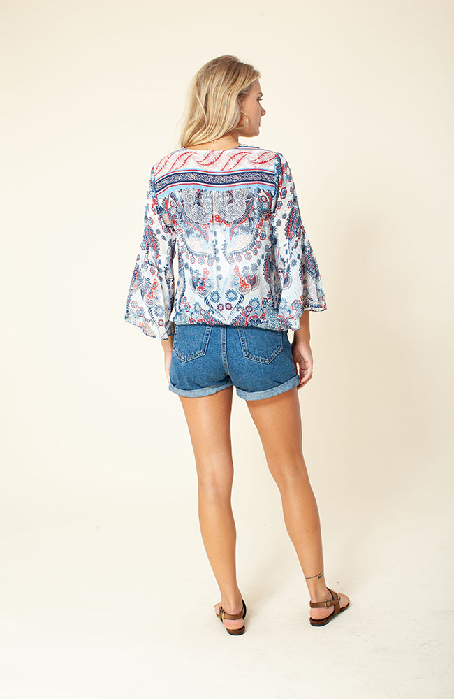 V Neck Top Blue