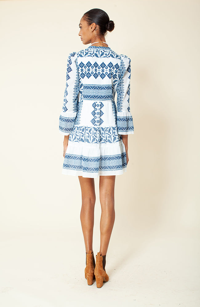 Tiered Dress in Navy
