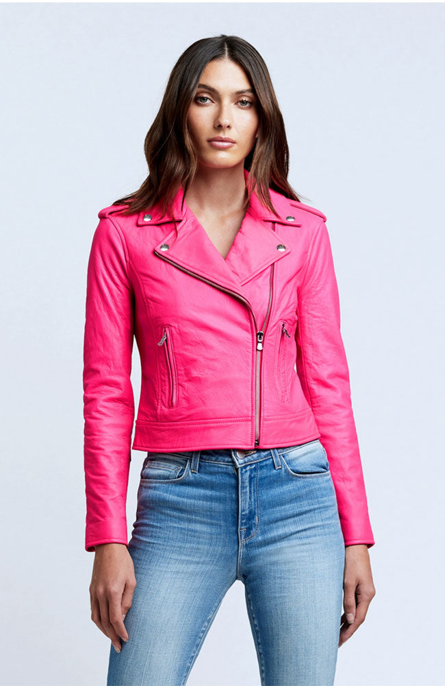 Biker Jacket in Diva Pink