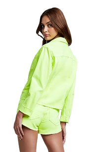 Janelle Slim Raw Jacket in Chartreuse