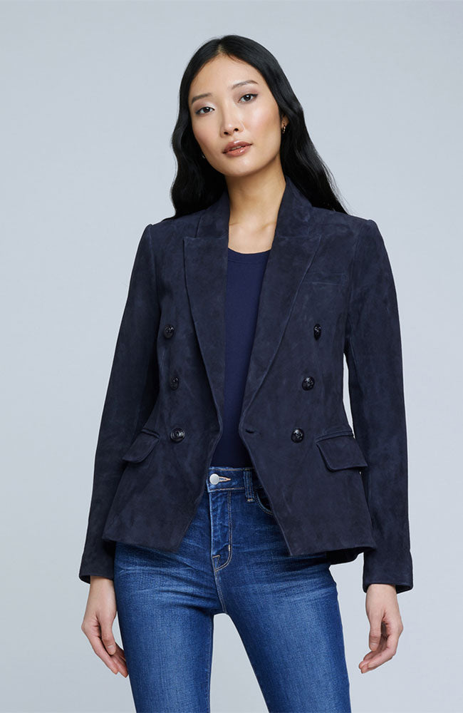Kenzie Double Breasted Blazer in Midnight