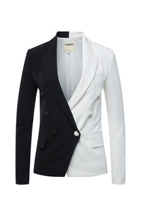 Kenzie Double Breasted Blazer in Black Ivory