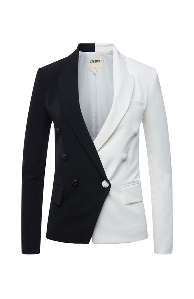 Kenzie Double Breasted Blazer in Black Ivory