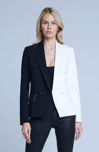 Kenzie Double Breasted Blazer in Black Ivory