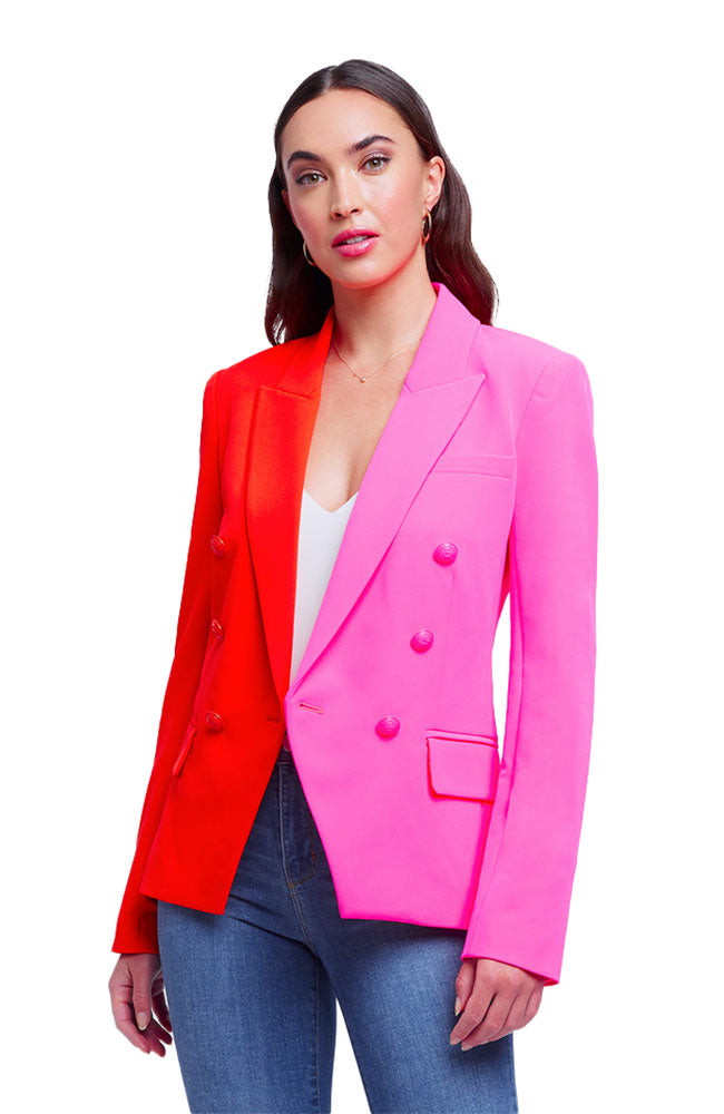 Kenzie Double Breasted Blazer in Cherry Tomato & Rose