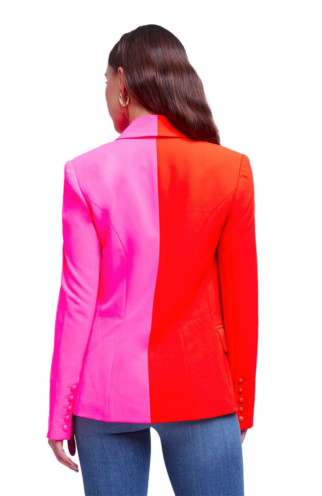 Kenzie Double Breasted Blazer in Cherry Tomato & Rose