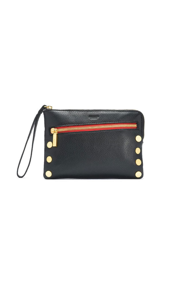 Nash Small 2 Black with Brushed Gold, Red Zipper