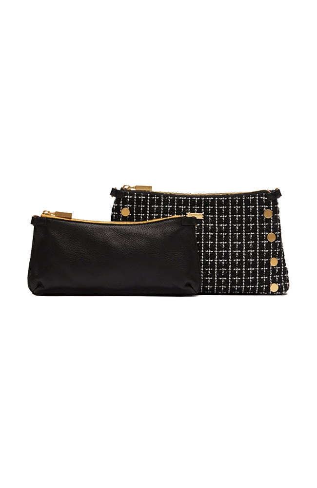 Nathan Handbag in Midnight Trellis with Gold Hardware