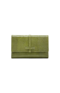 Benjamin Wallet Evergreen LIzard with Gunmetal Hardware
