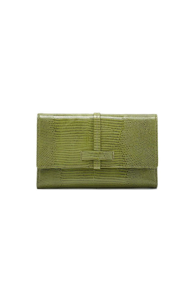 Benjamin Wallet Evergreen LIzard with Gunmetal Hardware