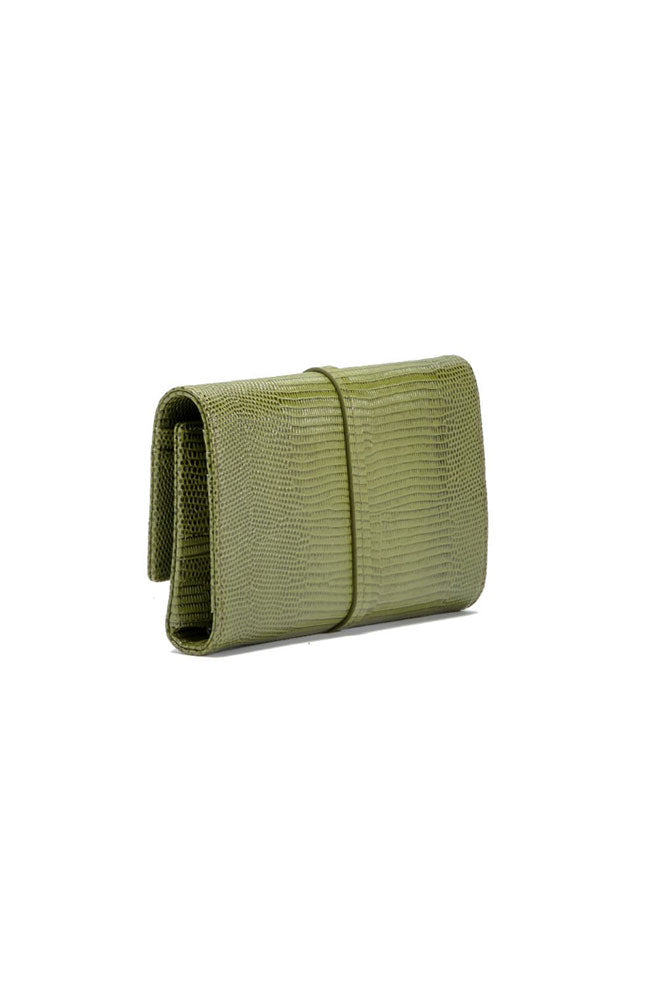 Benjamin Wallet Evergreen LIzard with Gunmetal Hardware