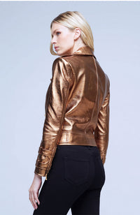 Billie Belted Leather Jacket in Gold